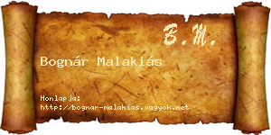 Bognár Malakiás névjegykártya
